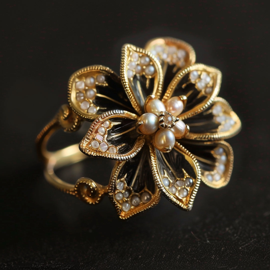 Gold Pearl Blossom Ring