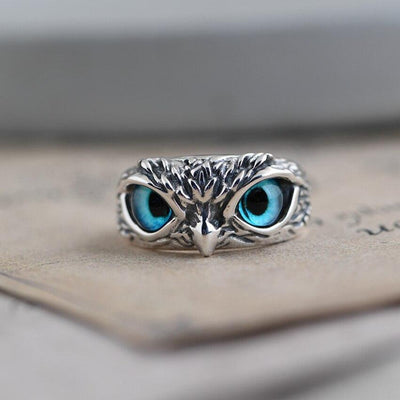 Owl of Good Luck Adjustable Ring in Silver and Opal (BUY 1 GET 1 FREE)