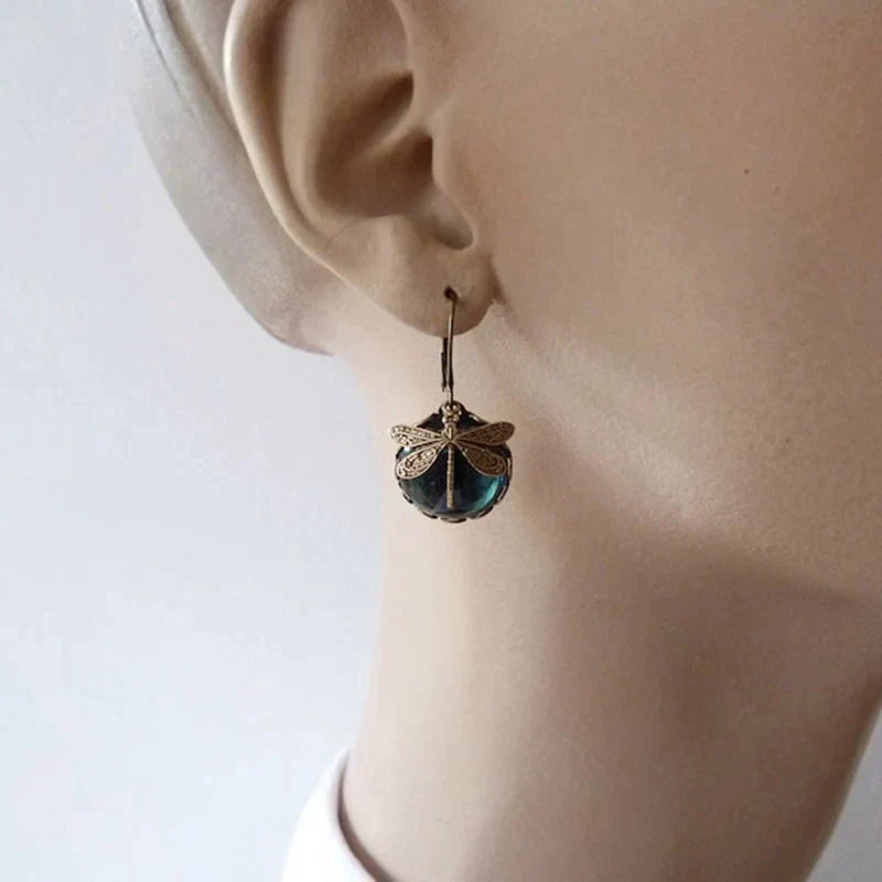 Spherical Dragonfly Earrings in Antique Gold (BUY 1 GET 1 FREE)