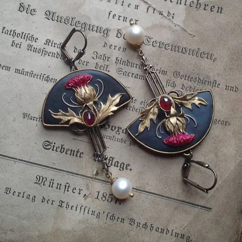 Boho Earrings with Pearls and Red Crystal (BUY 1 GET 1 FREE)