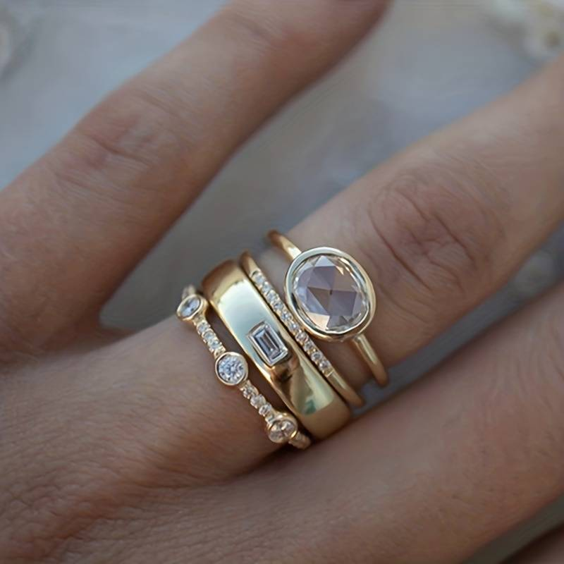 Vintage Gold & Zirconia Ring Set (BUY 1 GET 1 FREE)