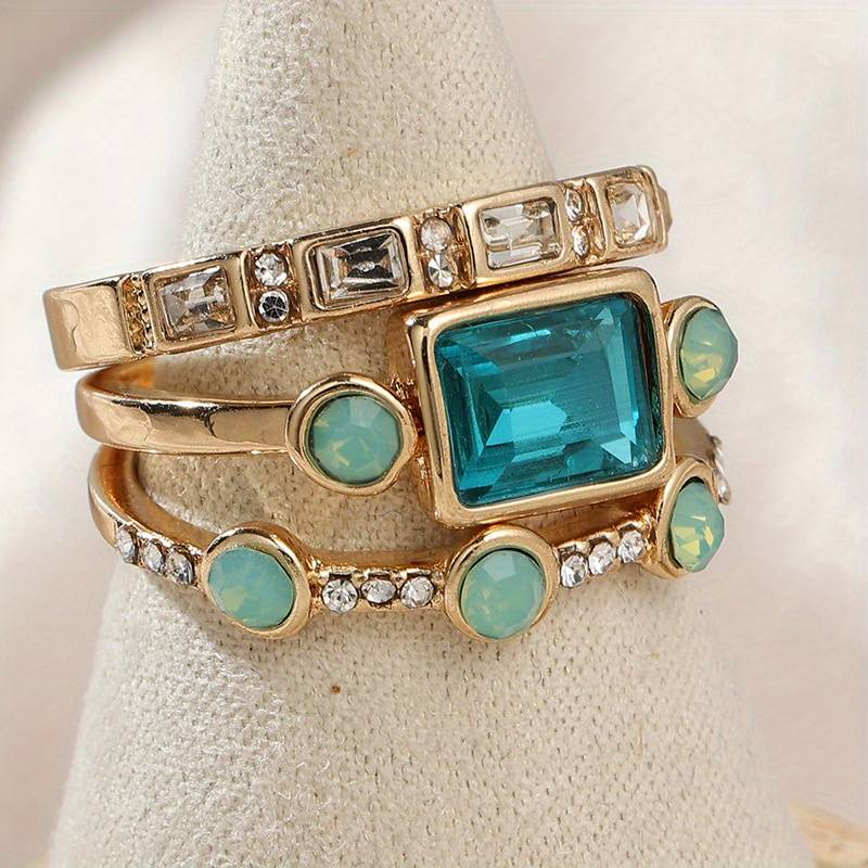 Vintage Blue Crystal Ring Set (BUY 1 GET 1 FREE)