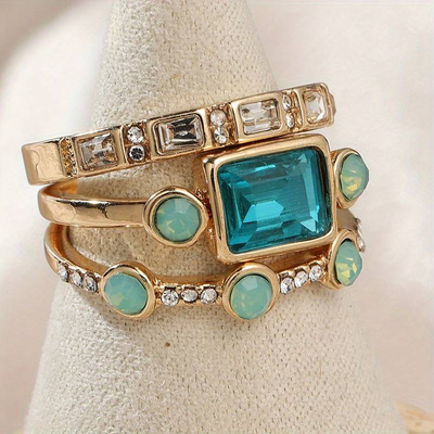 Vintage Blue Crystal Ring Set (BUY 1 GET 1 FREE)
