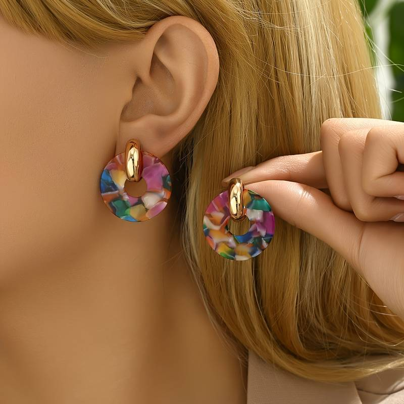 Vintage Multicolour Round Earrings