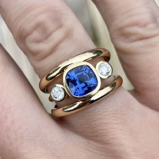 Vintage Blue Zirconia Golden Ring