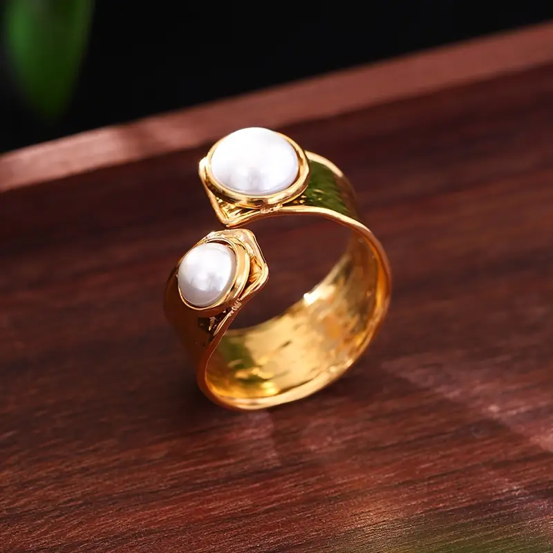 Open Pearl Gold Ring