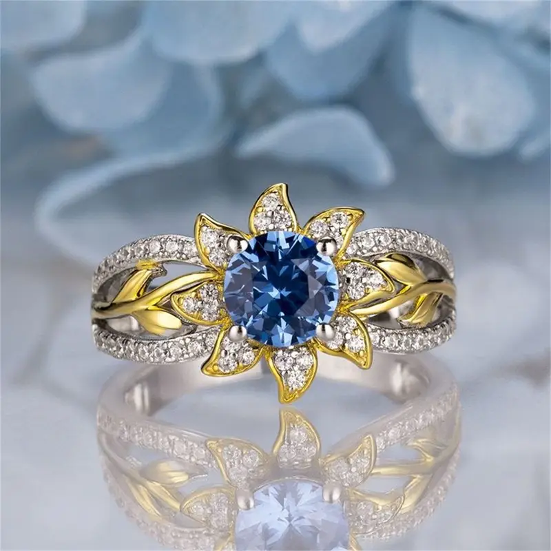 Sunflower Blue Crystal Ring
