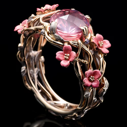 Pink Exotic Crystal Nature Ring